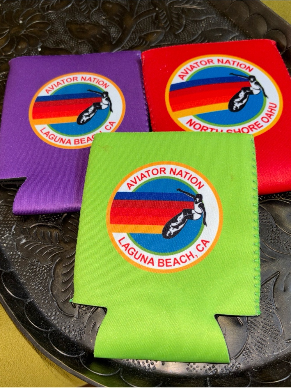 3X Aviator Nation Laguna Beach North Shore Oahu Can Koozies Drink Cooler